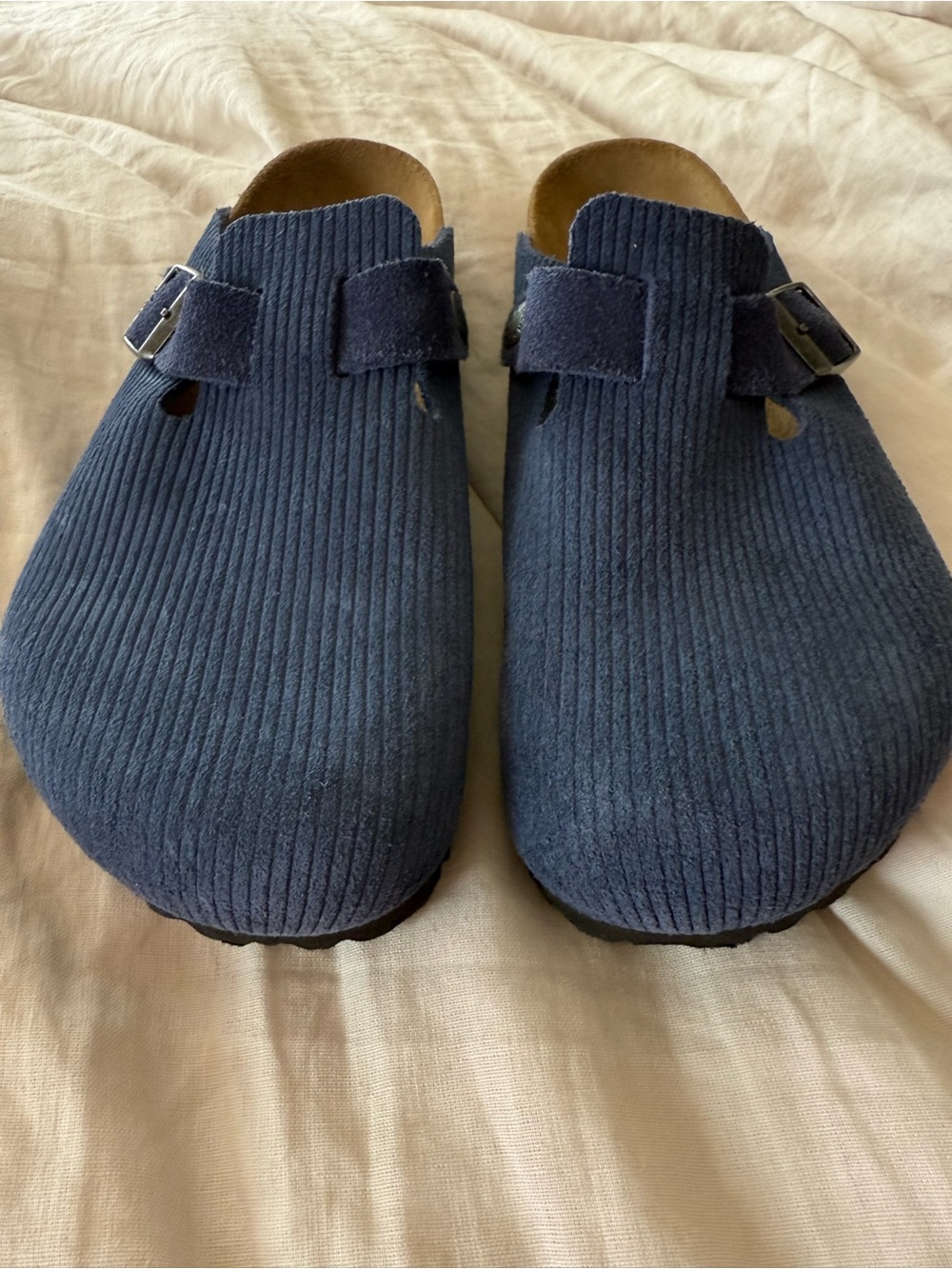 Birkenstock Navy Corduroy Adjustable Boston Clogs - Picture 4 of 5